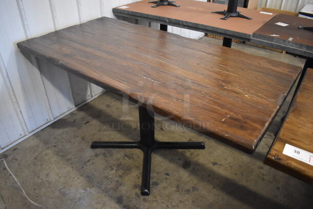 2 Wooden Dining Height Tables on Black Metal Table Base. 60x30x30. 2 Times Your Bid! - Image 1 of 4