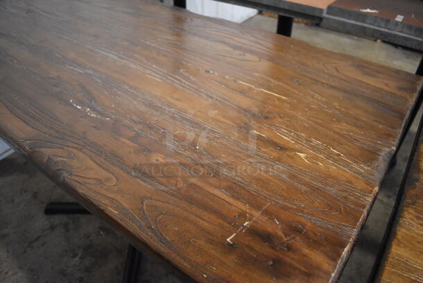 2 Wooden Dining Height Tables on Black Metal Table Base. 60x30x30. 2 Times Your Bid! - Image 3 of 4