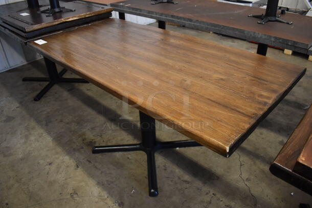 Wooden Dining Height Tables on Black Metal Table Base. 60x30x30 - Image 1 of 4