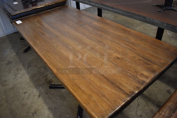 Wooden Dining Height Tables on Black Metal Table Base. 60x30x30 - Image 2 of 4