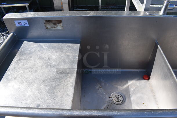 Stainless Steel Commercial 2 Bay Sink w/ Left Side Drain Board. 72x30x43. Bays 24x24x13. Drain Board 20x24x1 - Image 3 of 6