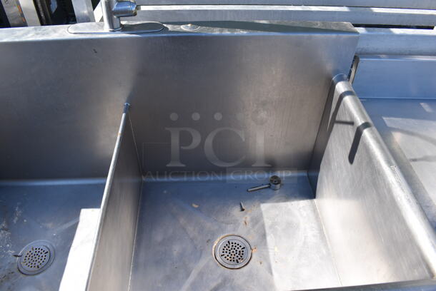 Stainless Steel Commercial 2 Bay Sink w/ Left Side Drain Board. 72x30x43. Bays 24x24x13. Drain Board 20x24x1 - Image 4 of 6