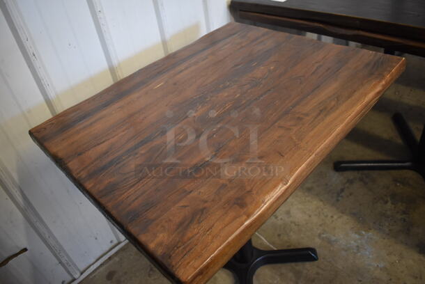 4 Wooden Dining Height Tables on Black Metal Table Base. 30x24x30. 4 Times Your Bid! - Image 3 of 4