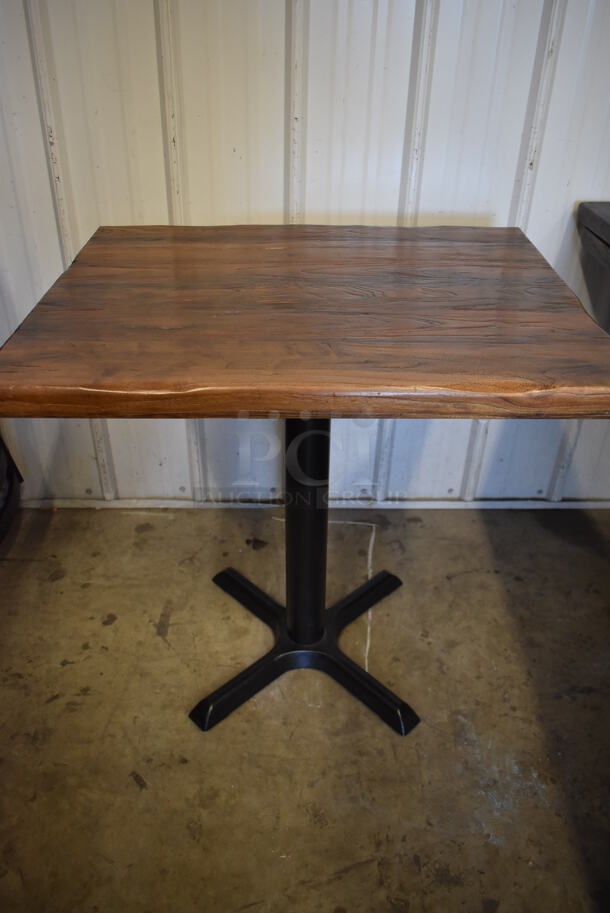 4 Wooden Dining Height Tables on Black Metal Table Base. 30x24x30. 4 Times Your Bid! - Image 4 of 4