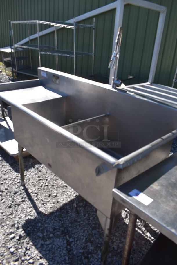 Stainless Steel Commercial 2 Bay Sink w/ Left Side Drain Board. 72x30x43. Bays 24x24x13. Drain Board 20x24x1 - Image 6 of 6