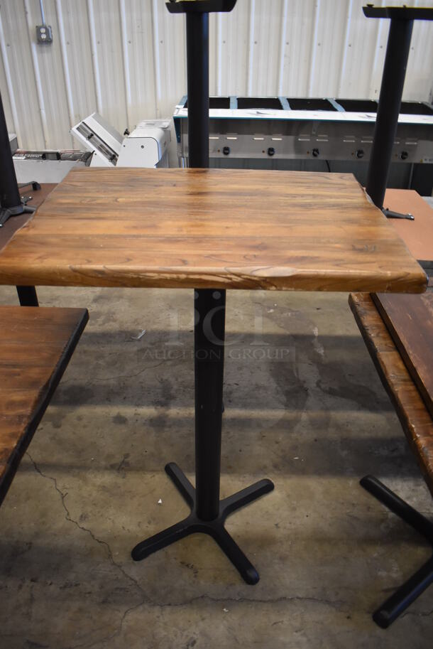 2 Wooden Bar Height Tables on Black Metal Table Base. 30x24x42. 2 Times Your Bid! - Image 2 of 4