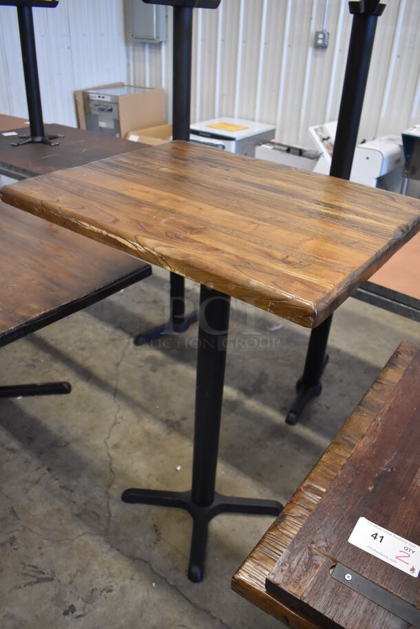 2 Wooden Bar Height Tables on Black Metal Table Base. 30x24x42. 2 Times Your Bid! - Image 4 of 4