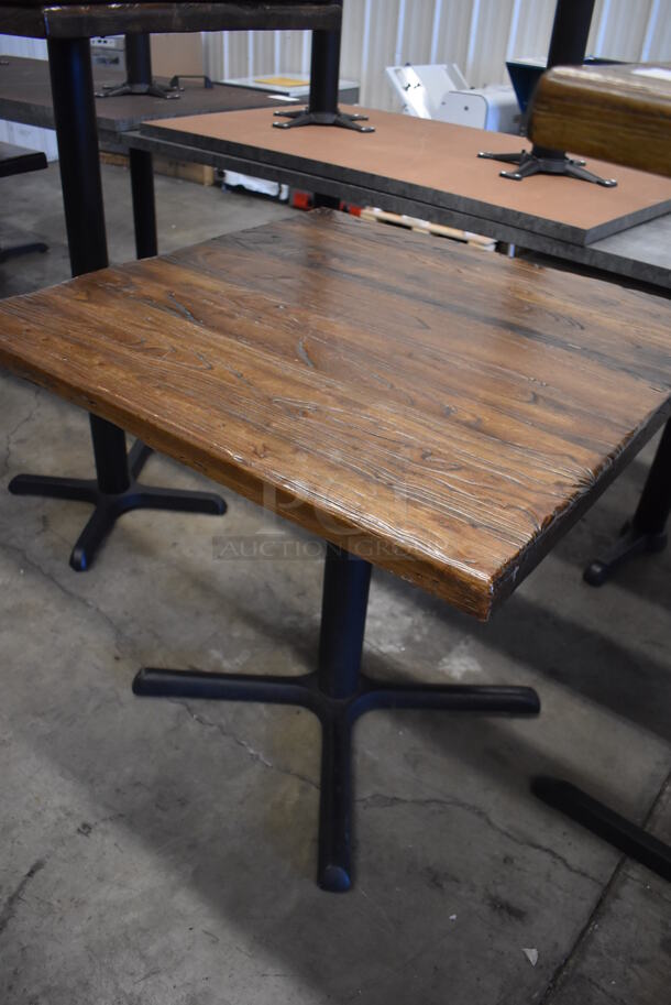 2 Wooden Dining Height Tables on Black Metal Table Base. 30x30x30. 2 Times Your Bid! - Image 3 of 5