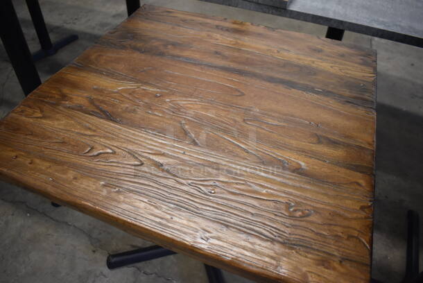 2 Wooden Dining Height Tables on Black Metal Table Base. 30x30x30. 2 Times Your Bid! - Image 4 of 5