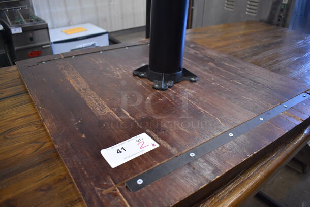 2 Wooden Dining Height Tables on Black Metal Table Base. 30x30x30. 2 Times Your Bid! - Image 5 of 5