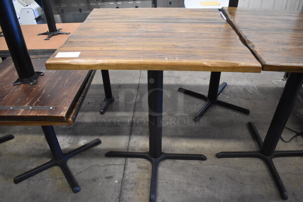 2 Wooden Bar Height Tables on Black Metal Table Base. 36x36x43. 2 Times Your Bid!