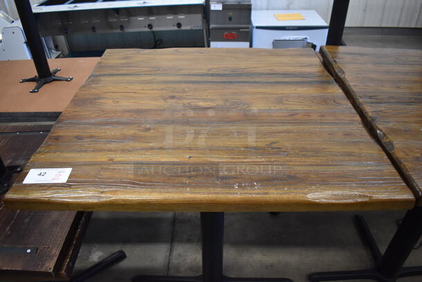 2 Wooden Bar Height Tables on Black Metal Table Base. 36x36x43. 2 Times Your Bid! - Image 2 of 4
