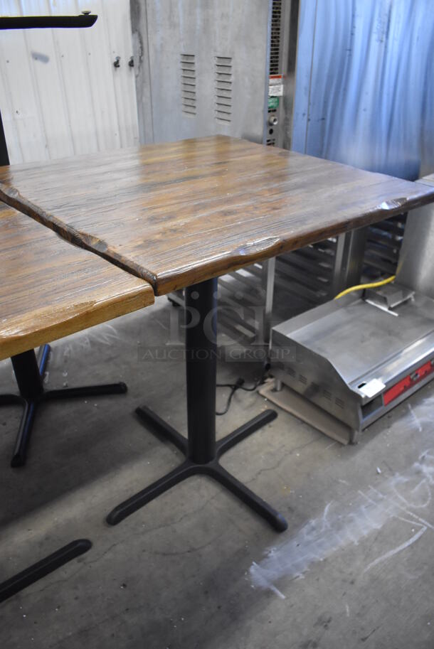 2 Wooden Bar Height Tables on Black Metal Table Base. 36x36x43. 2 Times Your Bid! - Image 3 of 4