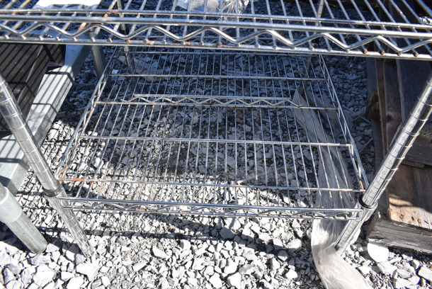 Chrome Finish 2 Tier Wire Shelving Unit. BUYER MUST DISMANTLE. PCI CANNOT DISMANTLE FOR SHIPPING. PLEASE CONSIDER FREIGHT CHARGES. 24x24x28 - Image 4 of 4