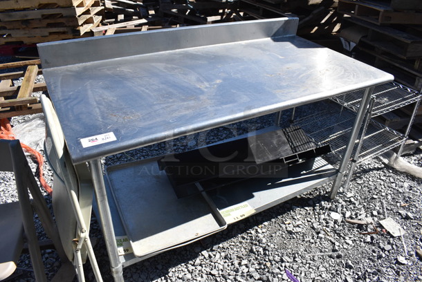 Stainless Steel Table w/ Back Splash and Under Shelf. 60x30x39 - Image 1 of 3