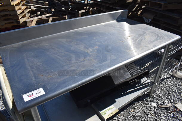 Stainless Steel Table w/ Back Splash and Under Shelf. 60x30x39 - Image 2 of 3