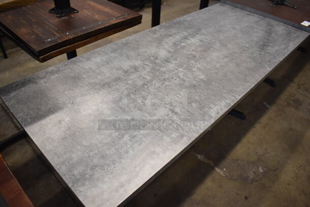 3 Gray Dining Height Tables on 2 Black Metal Straight Leg Table Bases. 72x30x30. 3 Times Your Bid! - Image 2 of 3