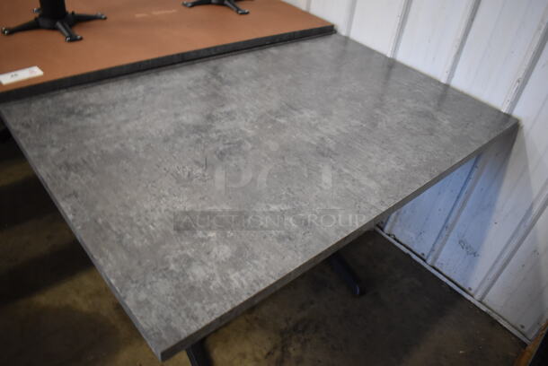 3 Gray Dining Height Tables on 2 Black Metal Straight Leg Table Bases. 48x30x30. 3 Times Your Bid! - Image 2 of 4