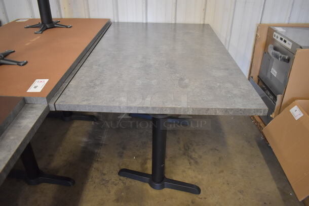 3 Gray Dining Height Tables on 2 Black Metal Straight Leg Table Bases. 48x30x30. 3 Times Your Bid! - Image 4 of 4