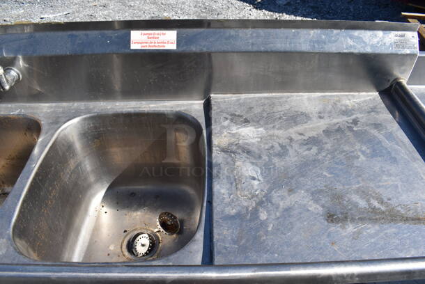 Eagle Stainless Steel Commercial 3 Bay Sink w/ Dual Drain Boards, Faucet and Handles. 102x26x44. Bays 16x19x12. Drain Boards 22x22 - Image 6 of 7