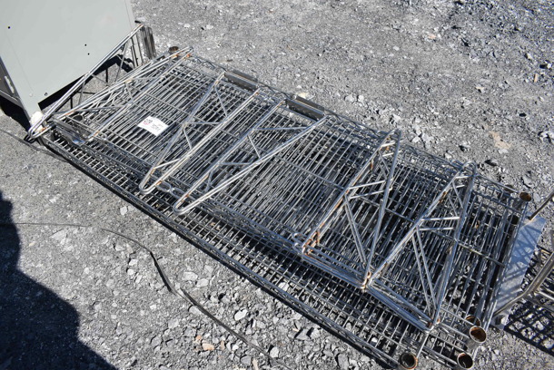 ALL ONE MONEY! Lot of 4 Chrome Finish Wire Shelves and 6 Brackets. Includes 48x18x1.5 - Image 1 of 5