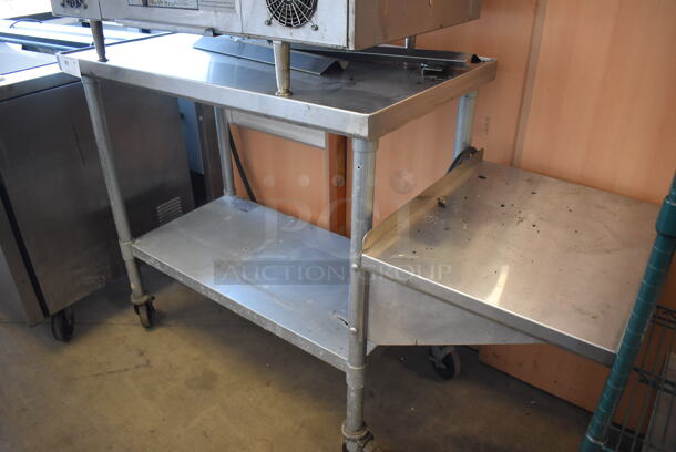 Stainless Steel Commercial Table w/ Under Shelf and Side Shelf on Commercial Casters. 58x23x39 - Image 4 of 4