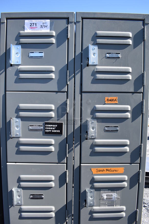 Gray Metal 12 Cubby Locker. 24.5x18x78 - Image 3 of 6