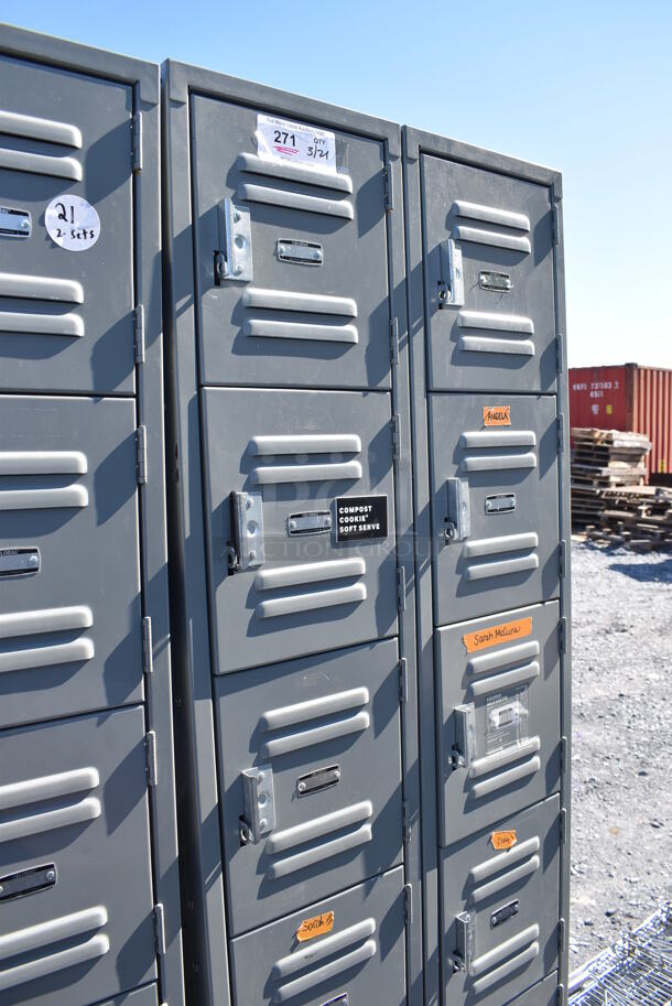 Gray Metal 12 Cubby Locker. 24.5x18x78 - Image 5 of 6