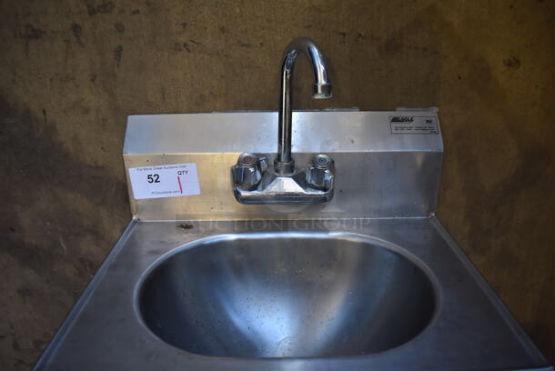 Eagle Stainless Steel Commercial Single Bay Wall Mount Sink w/ Faucet and Handles. 19x15x21 - Image 4 of 4