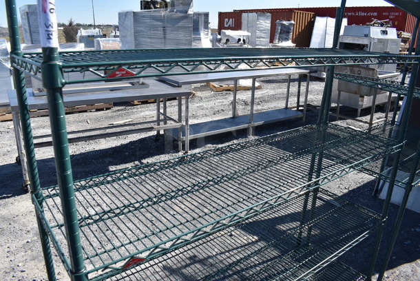 Metro Green Finish 4 Tier Wire Shelves. BUYER MUST DISMANTLE. PCI CANNOT DISMANTLE FOR SHIPPING. PLEASE CONSIDER FREIGHT CHARGES. 60x18x63 - Image 2 of 4