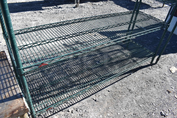 Metro Green Finish 4 Tier Wire Shelves. BUYER MUST DISMANTLE. PCI CANNOT DISMANTLE FOR SHIPPING. PLEASE CONSIDER FREIGHT CHARGES. 60x18x63 - Image 3 of 4