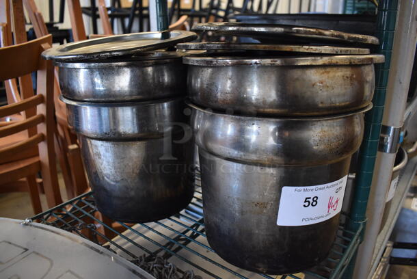 4 Stainless Steel Cylindrical Bins w/ 5 Lids. 9.5x9.5x9. 4 Times Your Bid! - Image 2 of 3