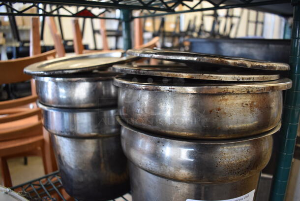 4 Stainless Steel Cylindrical Bins w/ 5 Lids. 9.5x9.5x9. 4 Times Your Bid! - Image 3 of 3