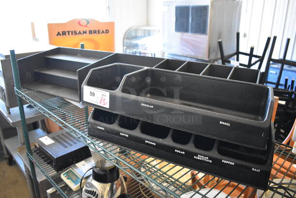 ALL ONE MONEY! Lot of 3 Black Multi Compartment Bins. Includes 46x12x8 - Image 1 of 6