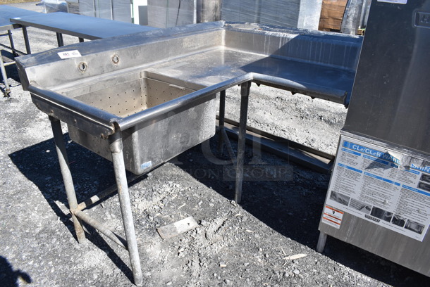 Stainless Steel Commercial Left Side Dirty Side L Shaped Dishwasher Table. Goes GREAT w/ Lot 282! 62x48x43