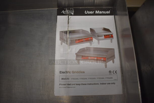 LIKE NEW! Avantco EG30N Stainless Steel Commercial Countertop 30" Electric Powered Flat Top Griddle. 208/240 Volts. 30x20x14. Tested and Working! - Image 6 of 9