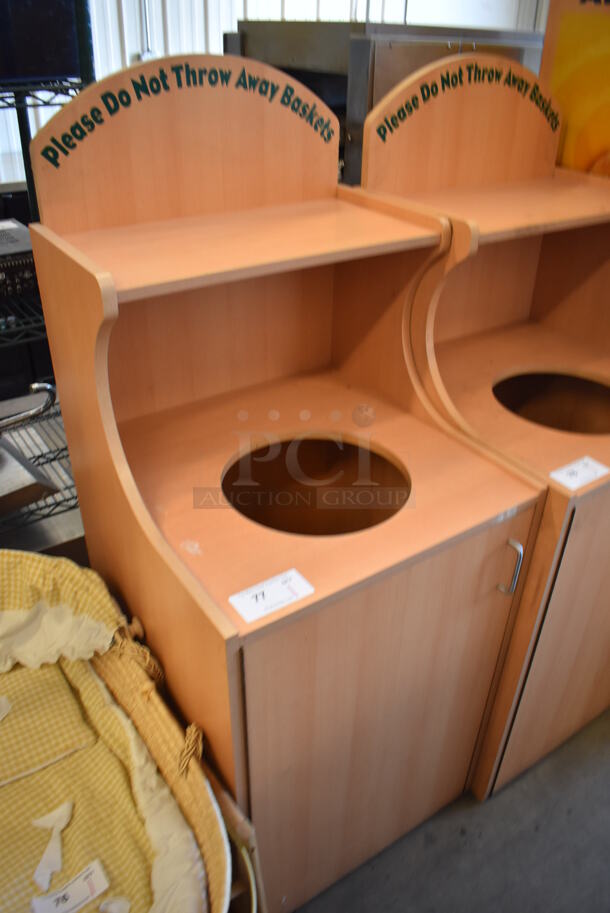 Wood Pattern Trash Can Shell w/ Trash Deposit Hole, Tray Return and Door. 23x23.5x57 - Image 1 of 5