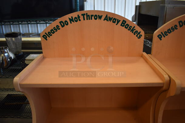 Wood Pattern Trash Can Shell w/ Trash Deposit Hole, Tray Return and Door. 23x23.5x57 - Image 2 of 5
