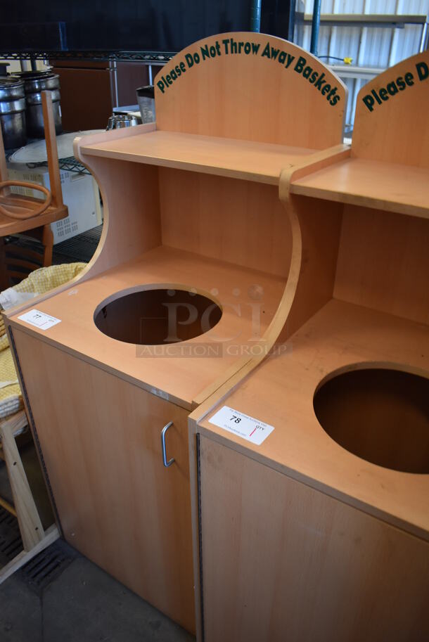 Wood Pattern Trash Can Shell w/ Trash Deposit Hole, Tray Return and Door. 23x23.5x57 - Image 5 of 5