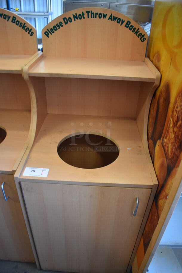 Wood Pattern Trash Can Shell w/ Trash Deposit Hole, Tray Return and Door. 23x23.5x57 - Image 1 of 5