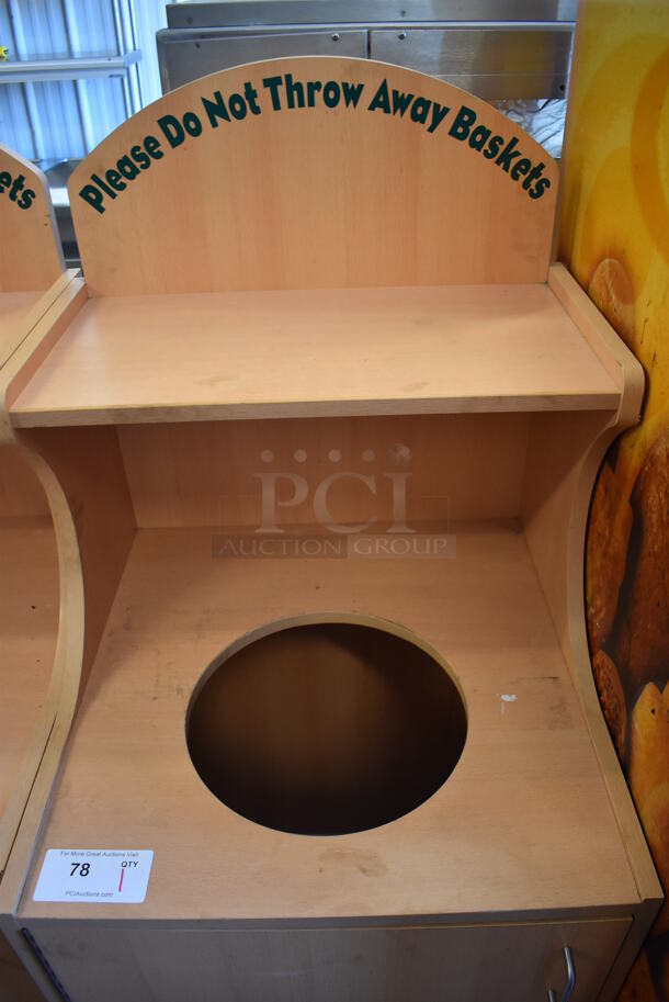 Wood Pattern Trash Can Shell w/ Trash Deposit Hole, Tray Return and Door. 23x23.5x57 - Image 3 of 5