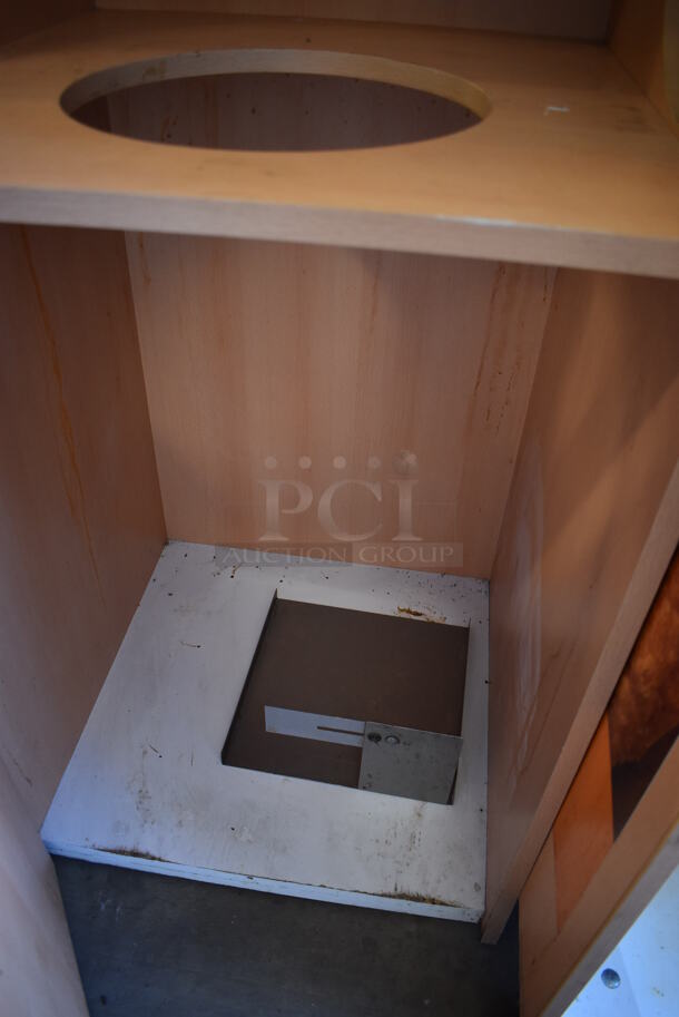 Wood Pattern Trash Can Shell w/ Trash Deposit Hole, Tray Return and Door. 23x23.5x57 - Image 5 of 5