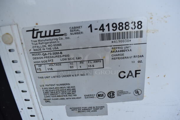 True QA-72-30M-B Stainless Steel Commercial Prep Table on Commercial Casters. 115 Volts, 1 Phase. 72x35x36. Tested and Working! - Image 4 of 7