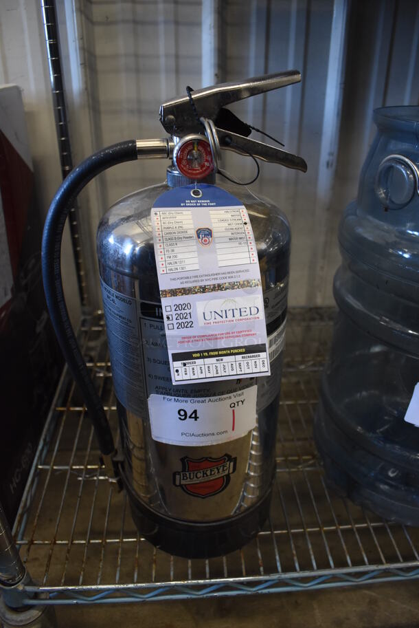 Buckeye Wet Chemical Fire Extinguisher. Buyer Must Pick Up - We Will Not Ship This Item. 8x7x20