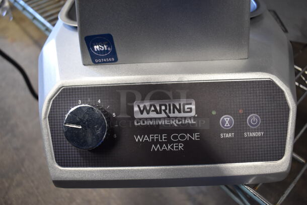 BRAND NEW! Waring WWCM180 Stainless Steel Commercial Countertop Waffle Cone Press w/ Waffle Cone Former. 120 Volts, 1 Phase. 9x17x10. Tested and Working! - Image 5 of 7