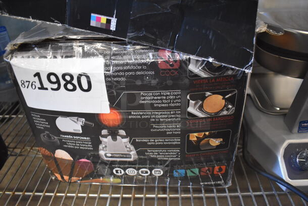 BRAND NEW! Waring WWCM180 Stainless Steel Commercial Countertop Waffle Cone Press w/ Waffle Cone Former. 120 Volts, 1 Phase. 9x17x10. Tested and Working! - Image 7 of 7