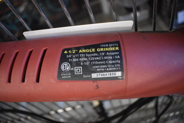 Chicago Electric 60372 4-1/2" Angle Grinder. 120 Volts, 1 Phase. 12x3x3 - Image 3 of 4