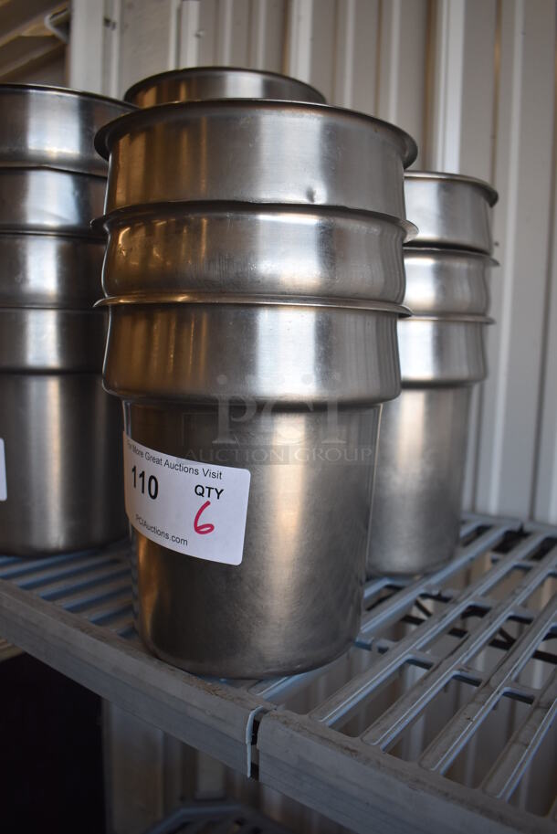 6 Stainless Steel Cylindrical Drop In Bins. 7.5x7.5x8. 6 Times Your Bid! - Image 2 of 3
