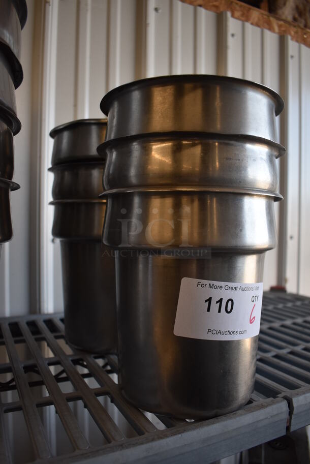 6 Stainless Steel Cylindrical Drop In Bins. 7.5x7.5x8. 6 Times Your Bid! - Image 3 of 3