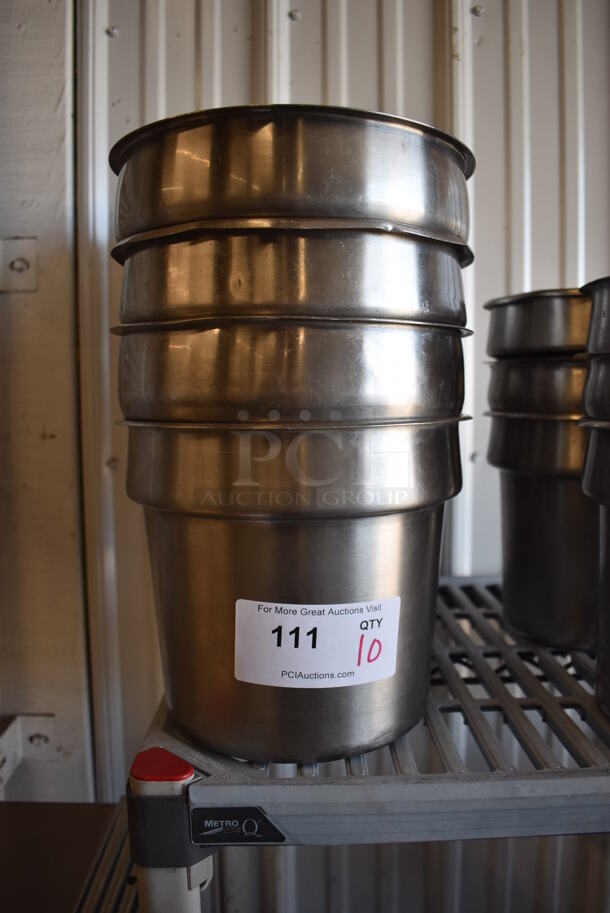 10 Stainless Steel Cylindrical Drop In Bins. 9.5x9.5x8. 10 Times Your Bid!